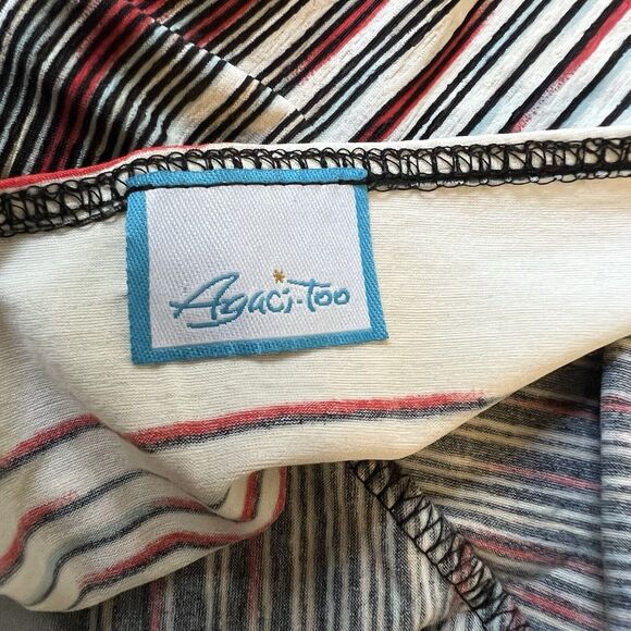 Vintage 90s Y2K Agaci Too Vertical Stripes Halter Tie Tank Top - Picture 3 of 5